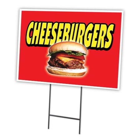 Signmission Cheeseburgers Yard Sign & Stake outdoor plastic coroplast window, C-1216-DS-Cheeseburgers C-1216-DS-Cheeseburgers